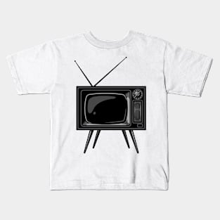 Black Retro TV Kids T-Shirt